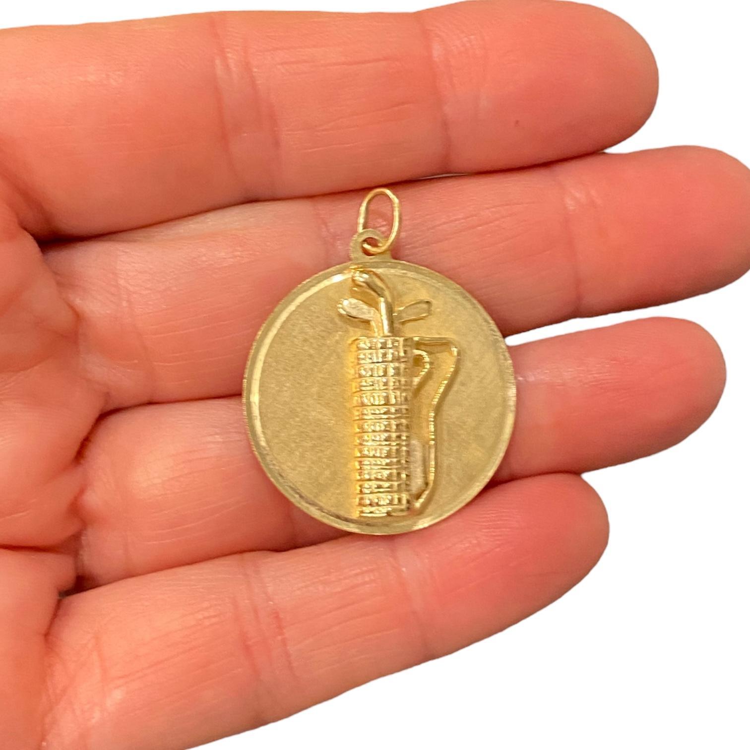 Vintage 14K Golf Bag & Clubs Charm Pendant 2