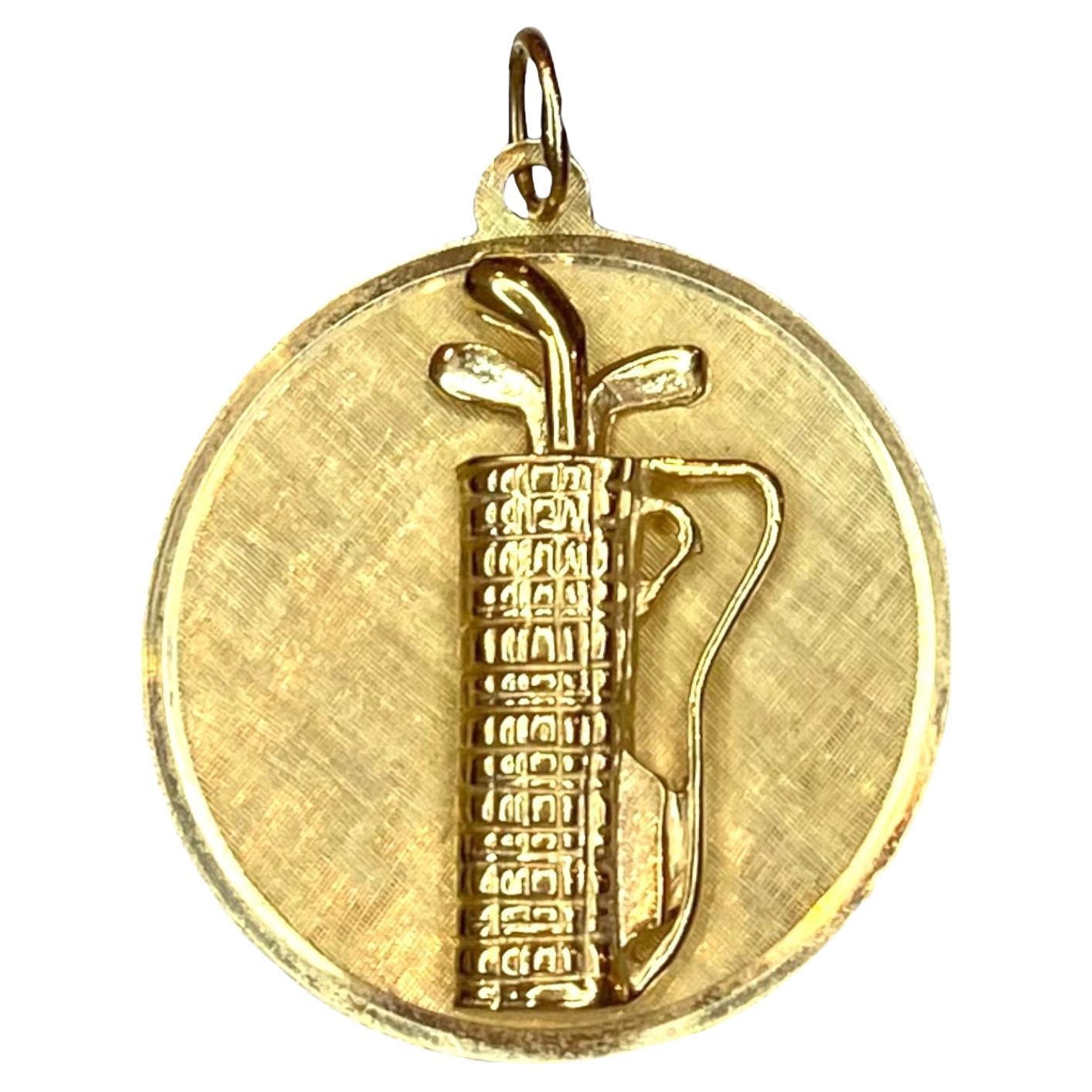 Vintage 14K Golf Bag & Clubs Charm Pendant