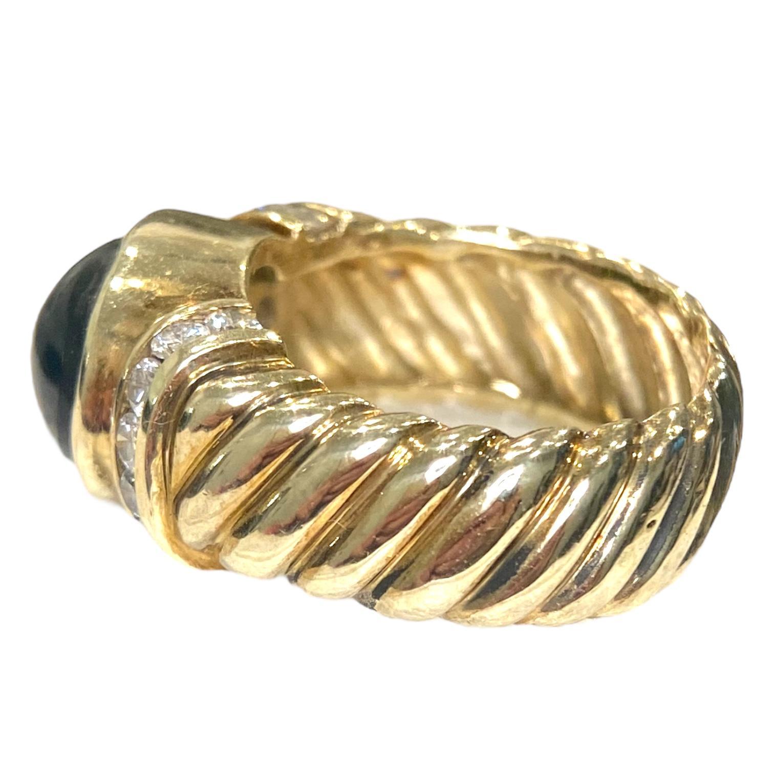 Contemporaneo Anello vintage con diamante e tormalina verde 14 carati in vendita
