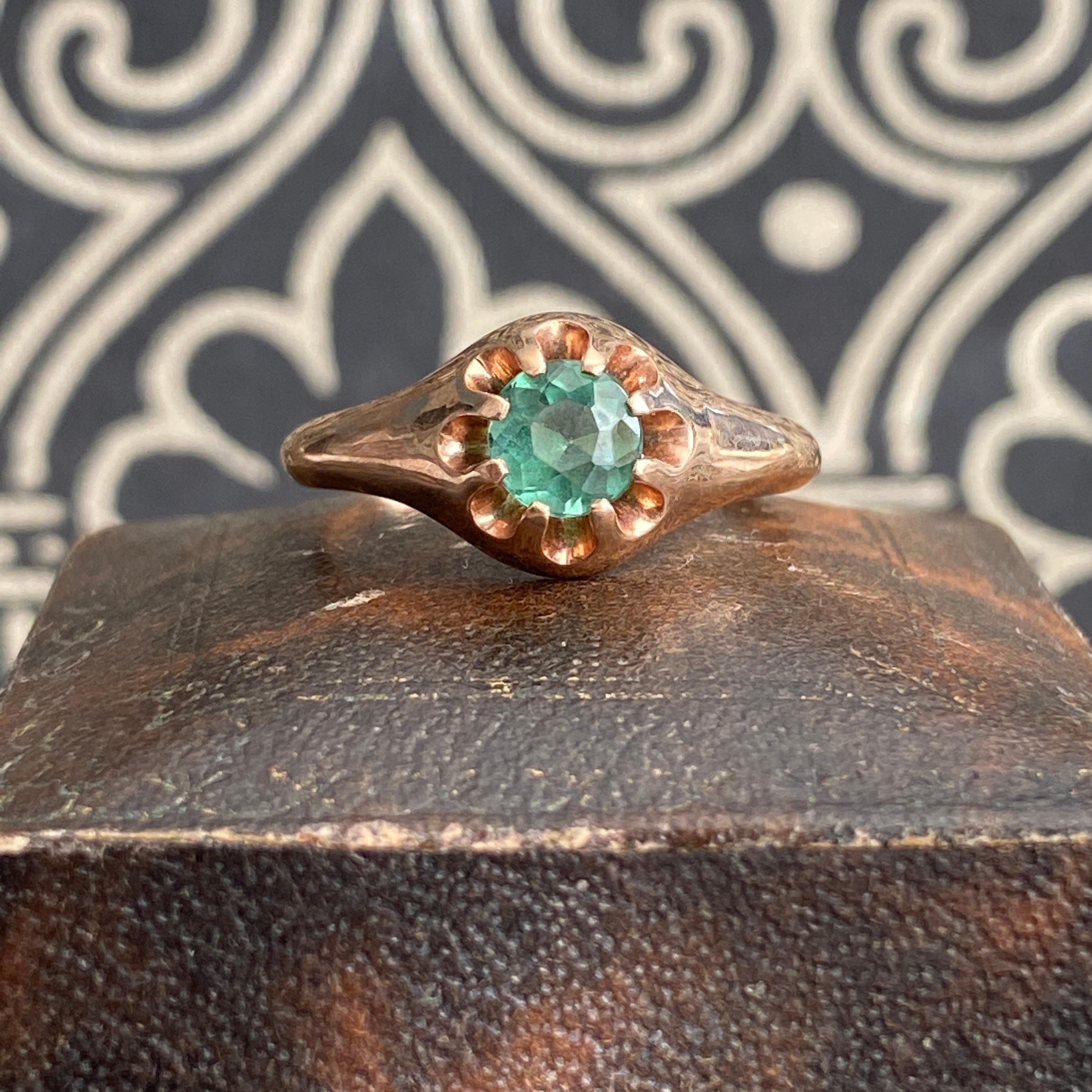 Vintage 14k Green Tourmaline Solitaire Ring For Sale 3