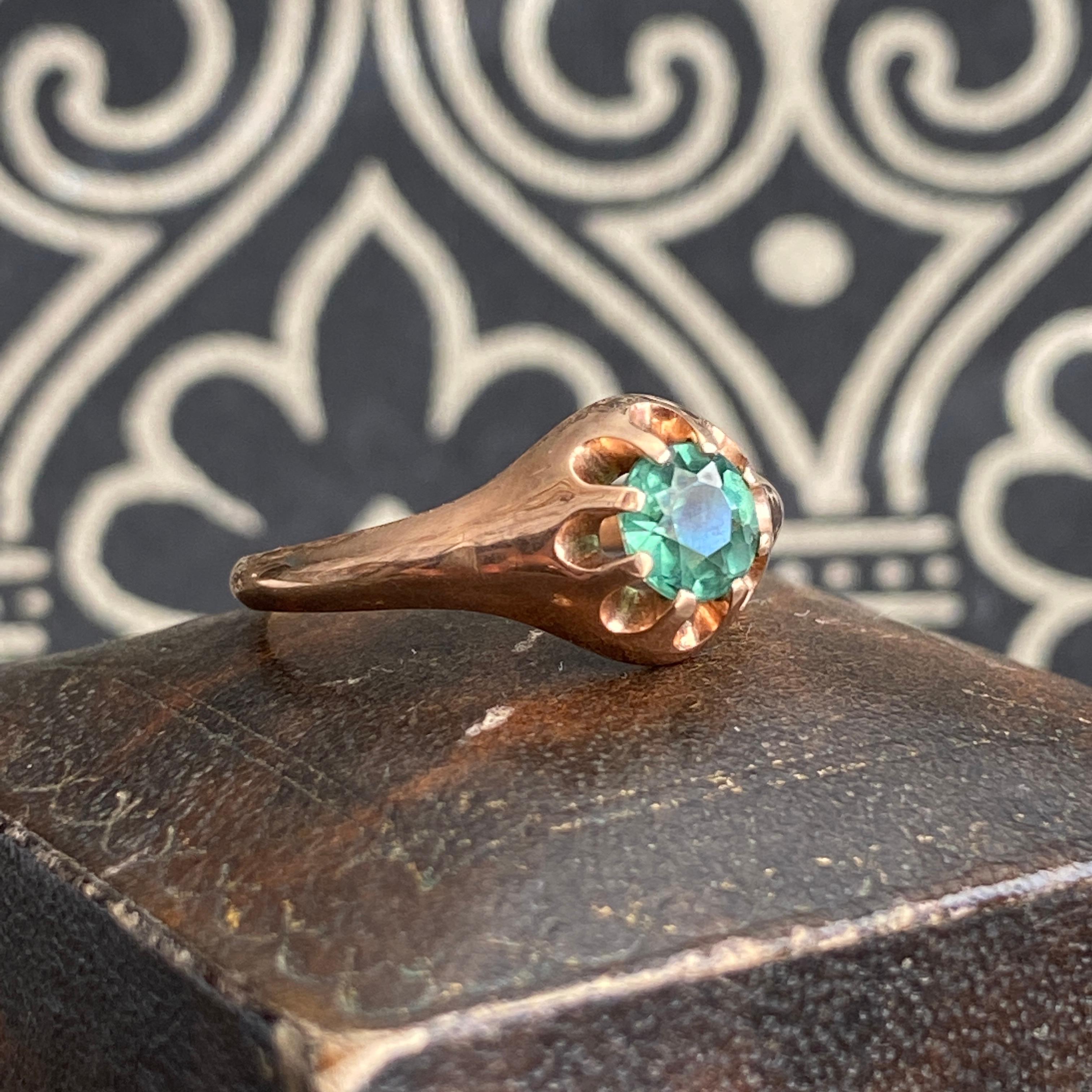 Vintage 14k Green Tourmaline Solitaire Ring For Sale 4