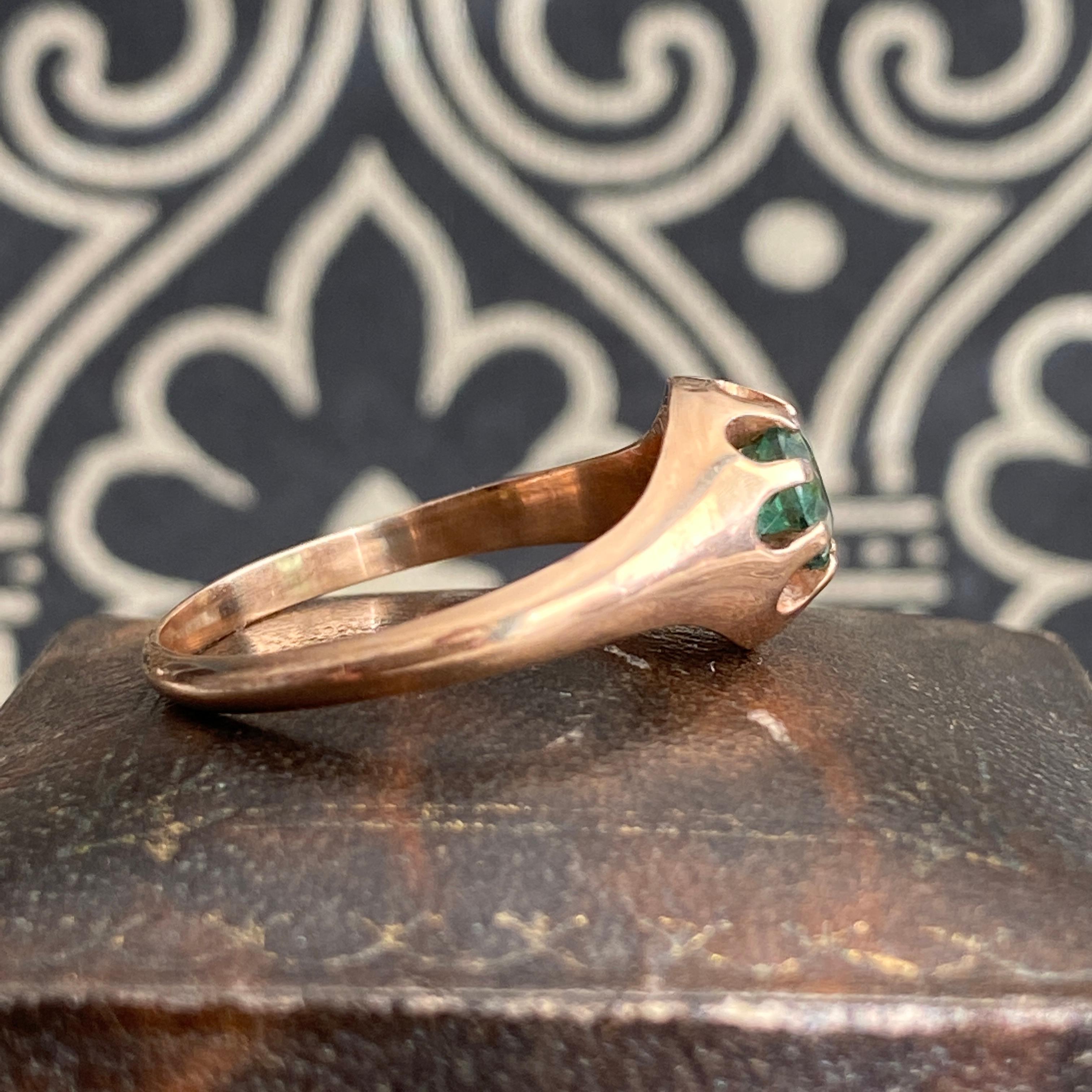Vintage 14k Green Tourmaline Solitaire Ring For Sale 5