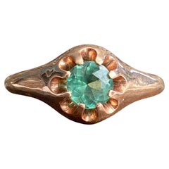 Antique 14k Green Tourmaline Gypsy Ring
