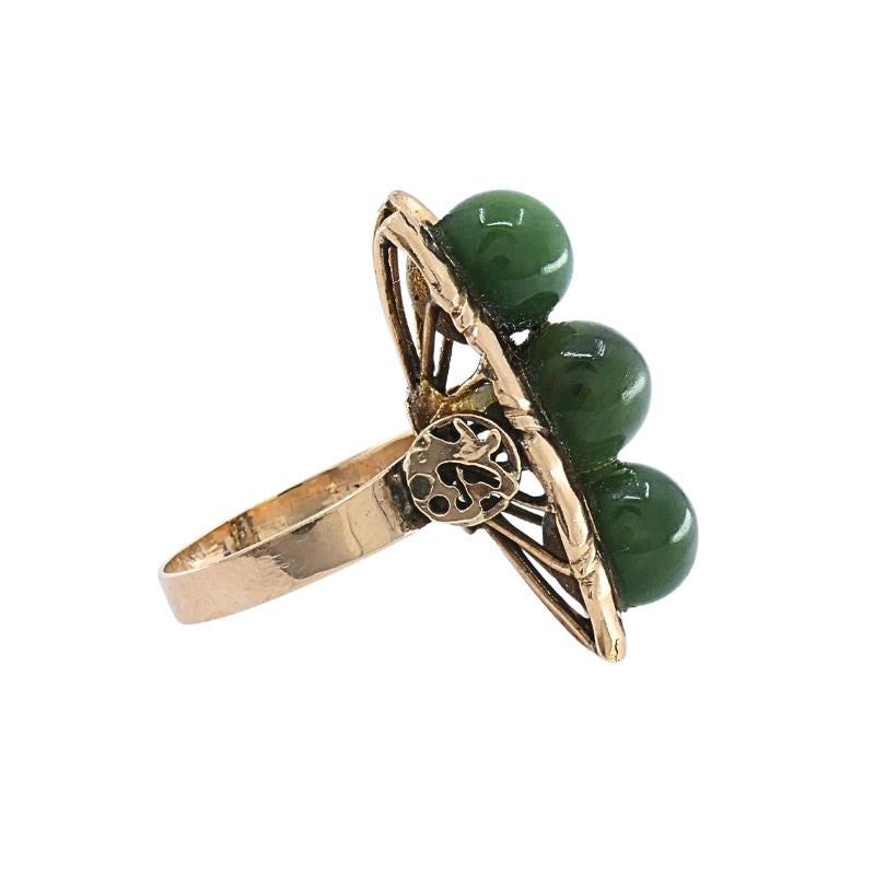 Women's Vintage 14k Jade Bamboo Cocktail Ring For Sale