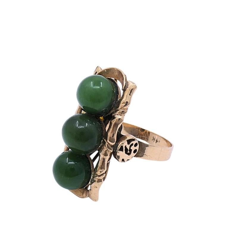 Vintage 14k Jade Bamboo Cocktail Ring For Sale 1