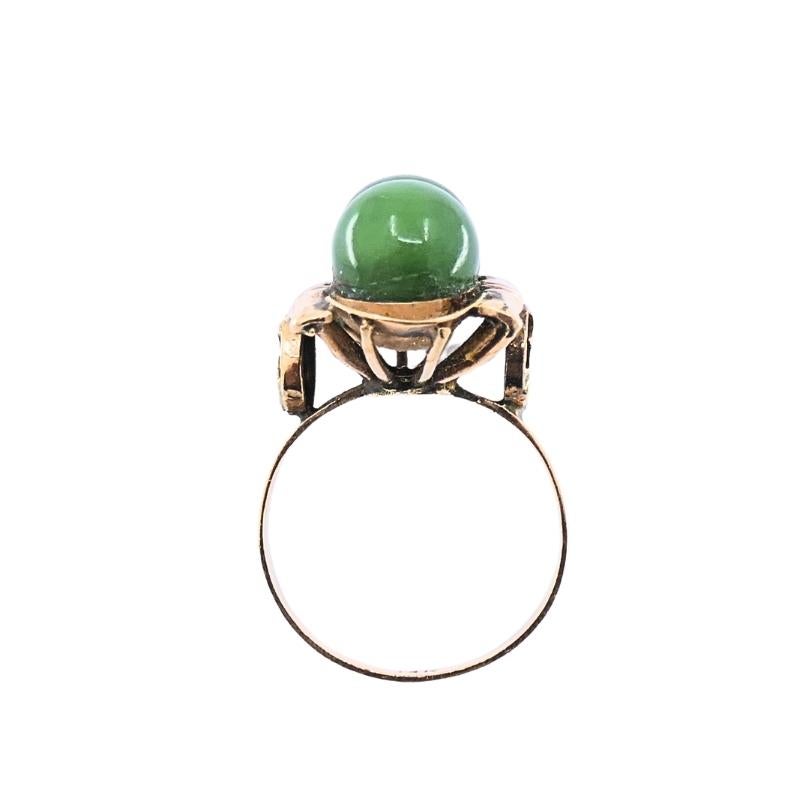 Vintage 14k Jade Bamboo Cocktail Ring For Sale 2