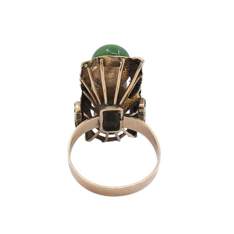 Vintage 14k Jade Bamboo Cocktail Ring For Sale 3