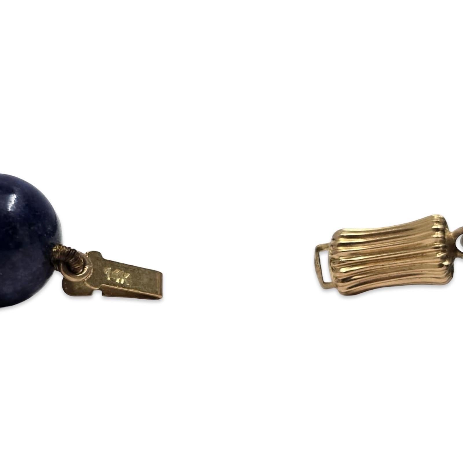 Vintage 14K Lapis Lazuli Perlenkette, 10mm natürliche Edelsteine, 18-Zoll-Strang für Damen oder Herren im Angebot