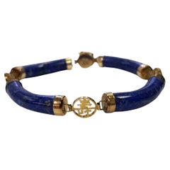 Vintage By 14k Lapislazzuli Bracciale Stazione Link Fortuna Cinese