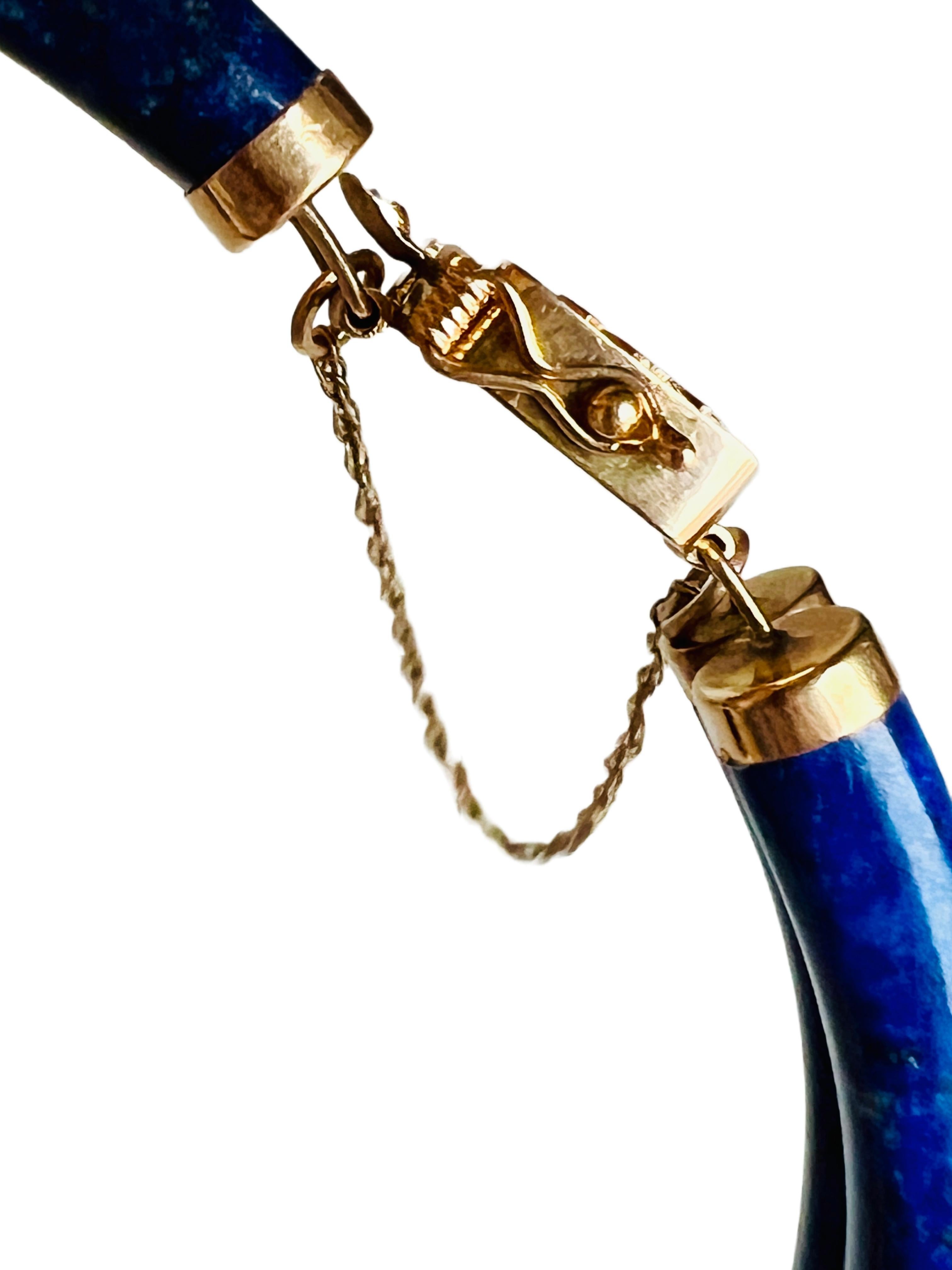 Bead Vintage 14k Lapis Lazuli Two Bar Link Station Bracelet Chinese Good Luck Fortune For Sale