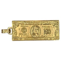 Vintage 14K Large 100 Dollar Bill Pendant