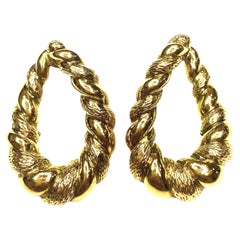 Vintage 14K Large Twisted Hoop Earrings