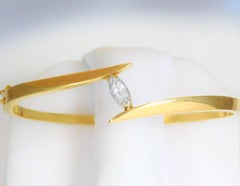 Vintage 14 Karat Marquise Diamond Bangle Bracelet