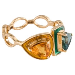 Vintage 14K Multi Sapphire Cocktail Ring - Size 6.75 - Gemstone Jewelry