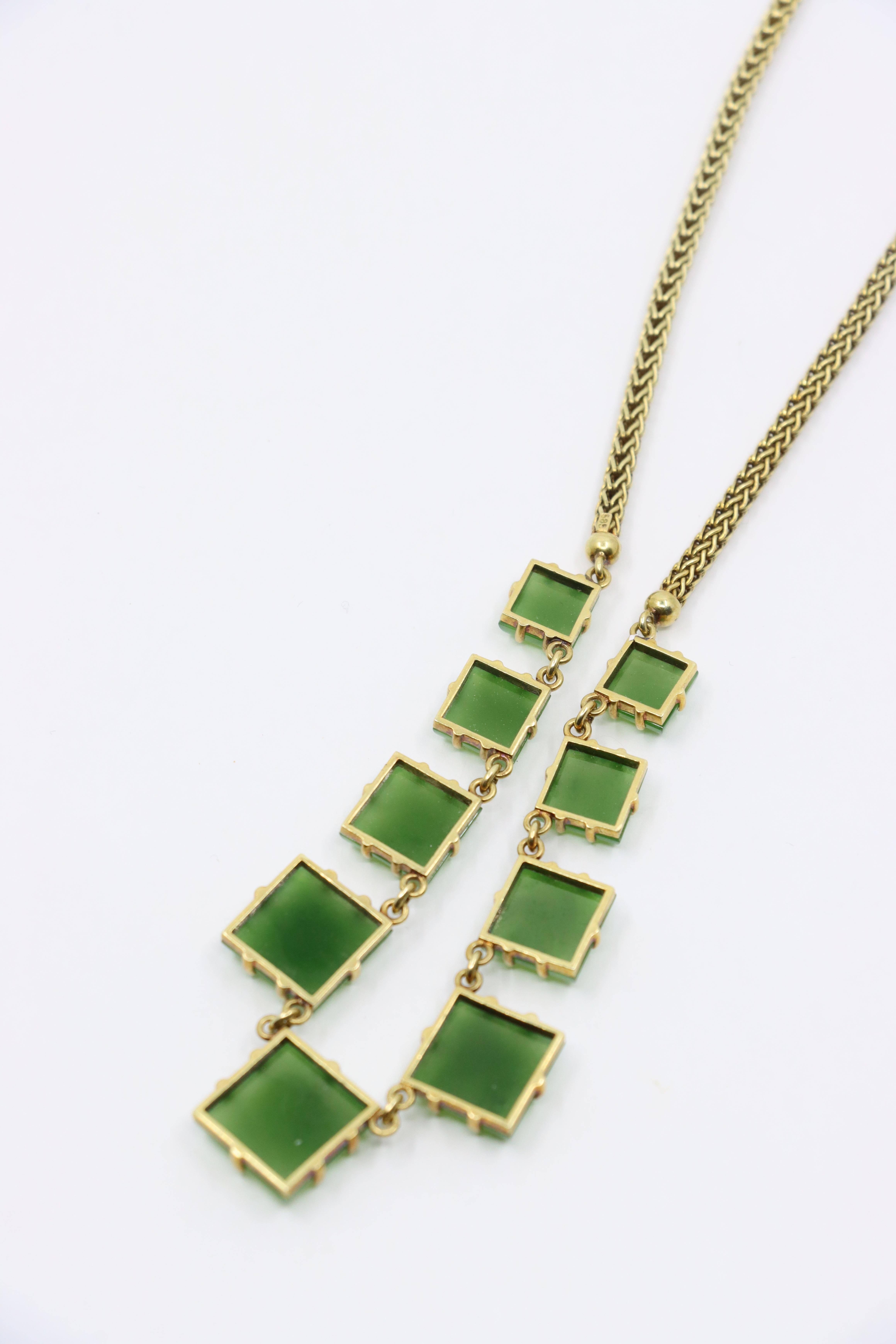 Vintage 14K Nephrite Jade Gold Chain Necklace For Sale 4