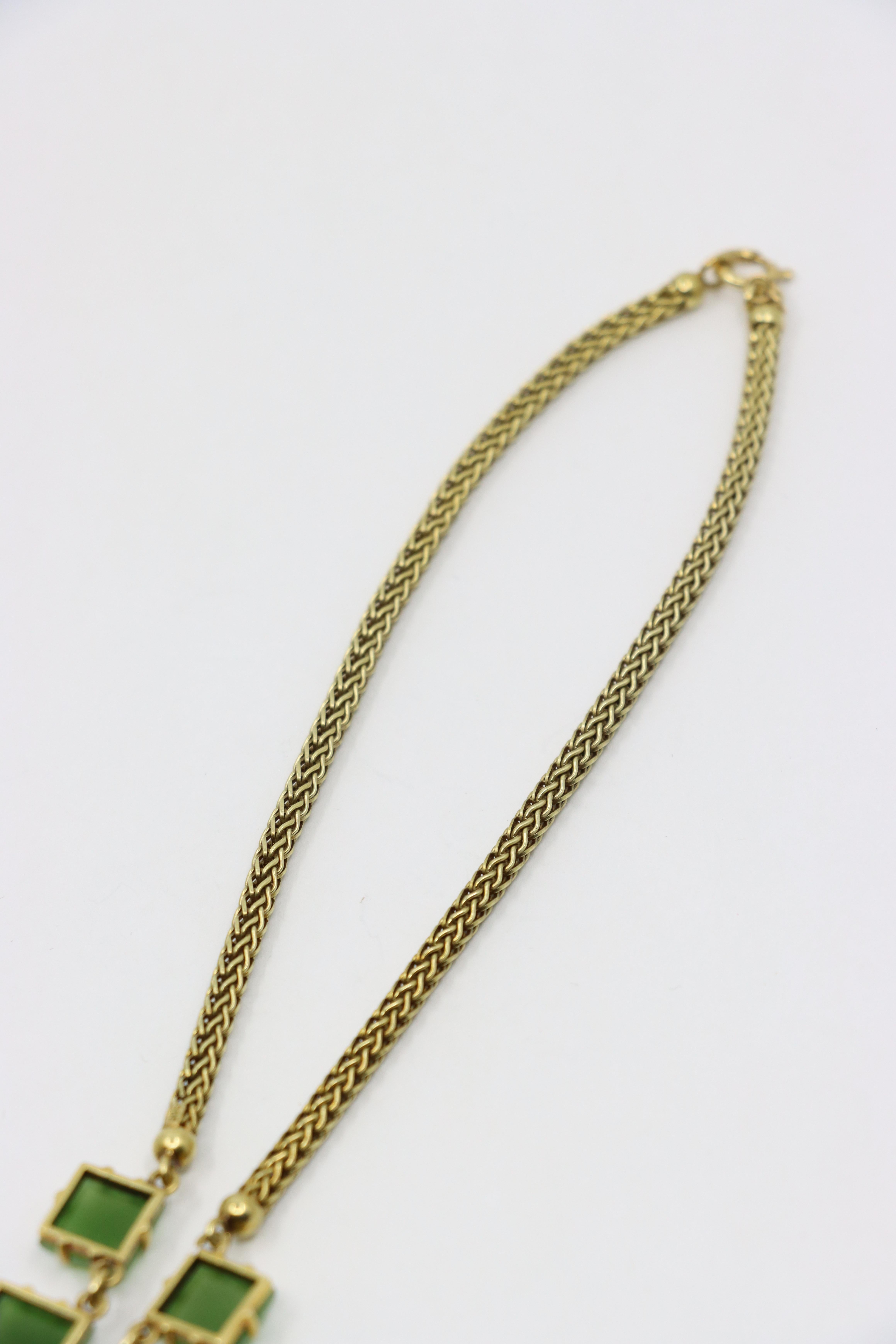 Vintage 14K Nephrite Jade Gold Chain Necklace For Sale 5