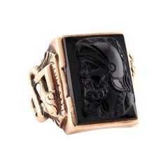 Vintage 14k Onyx Cameo Statement Ring