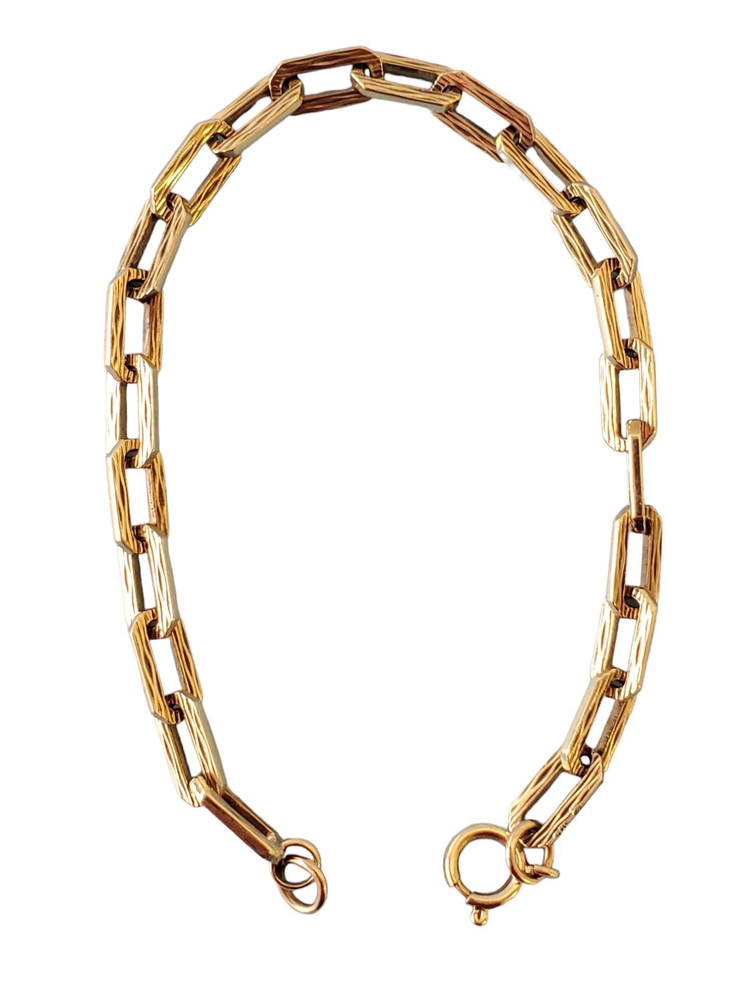 Women's Vintage 14k Paper Clip Chain Link Yellow Gold Bracelet For Sale