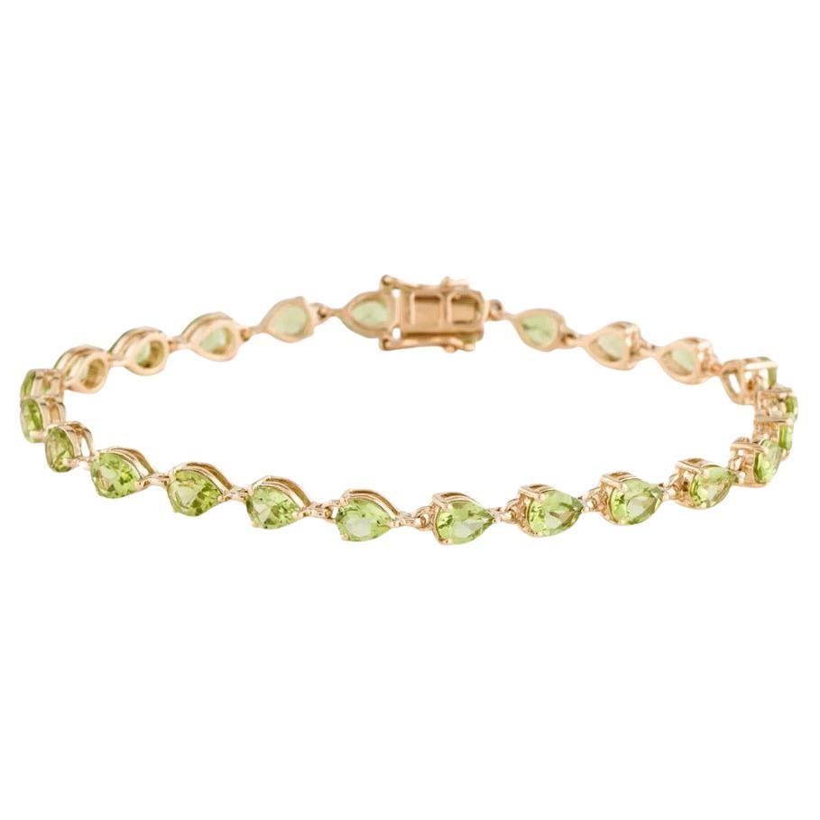 Vintage 14K Peridot Link Bracelet  6.96ctw - Estate Jewelry - Pierre verte en vente