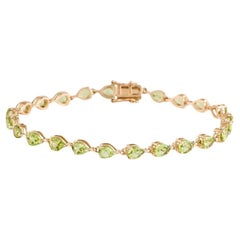 Vintage 14K Peridot Link Bracelet  6.96ctw - Estate Jewelry - Green Gemstone