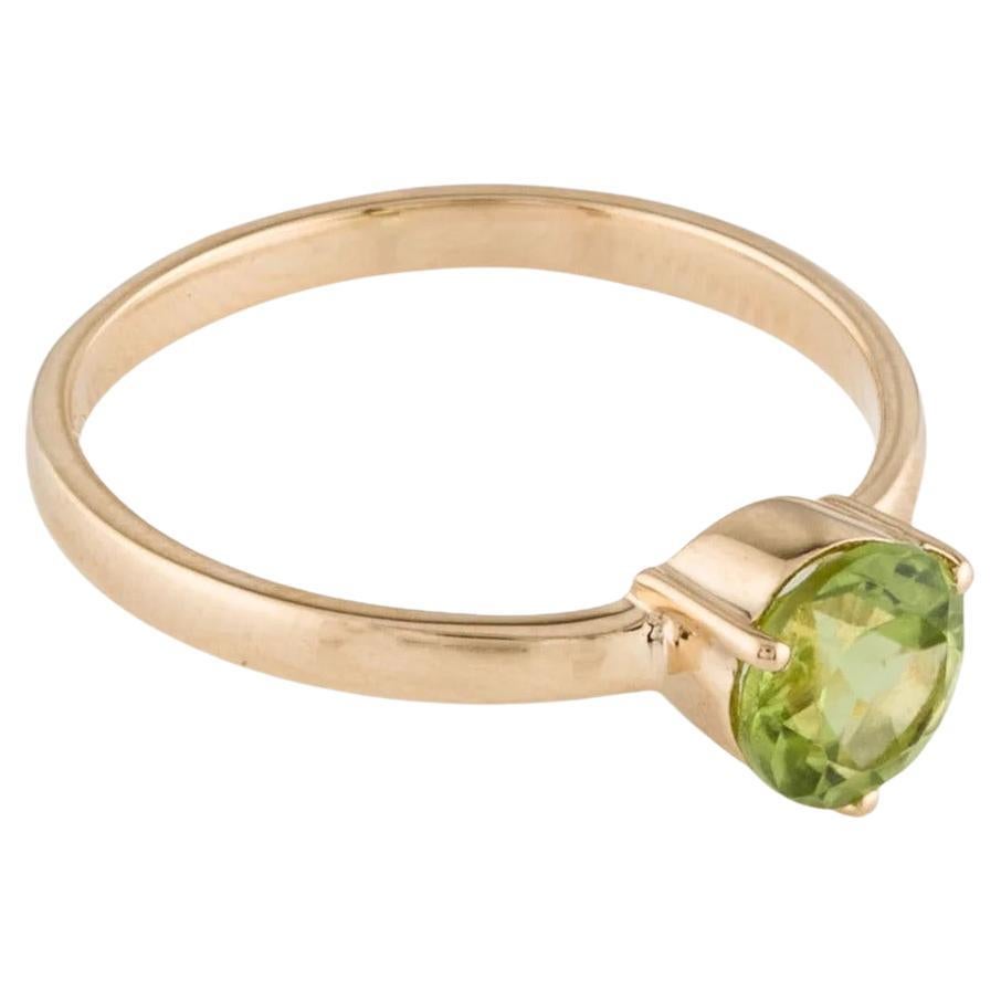 Vintage 14K Peridot Solitaire Cocktail Ring, Size 7 - Green Gemstone Jewelry