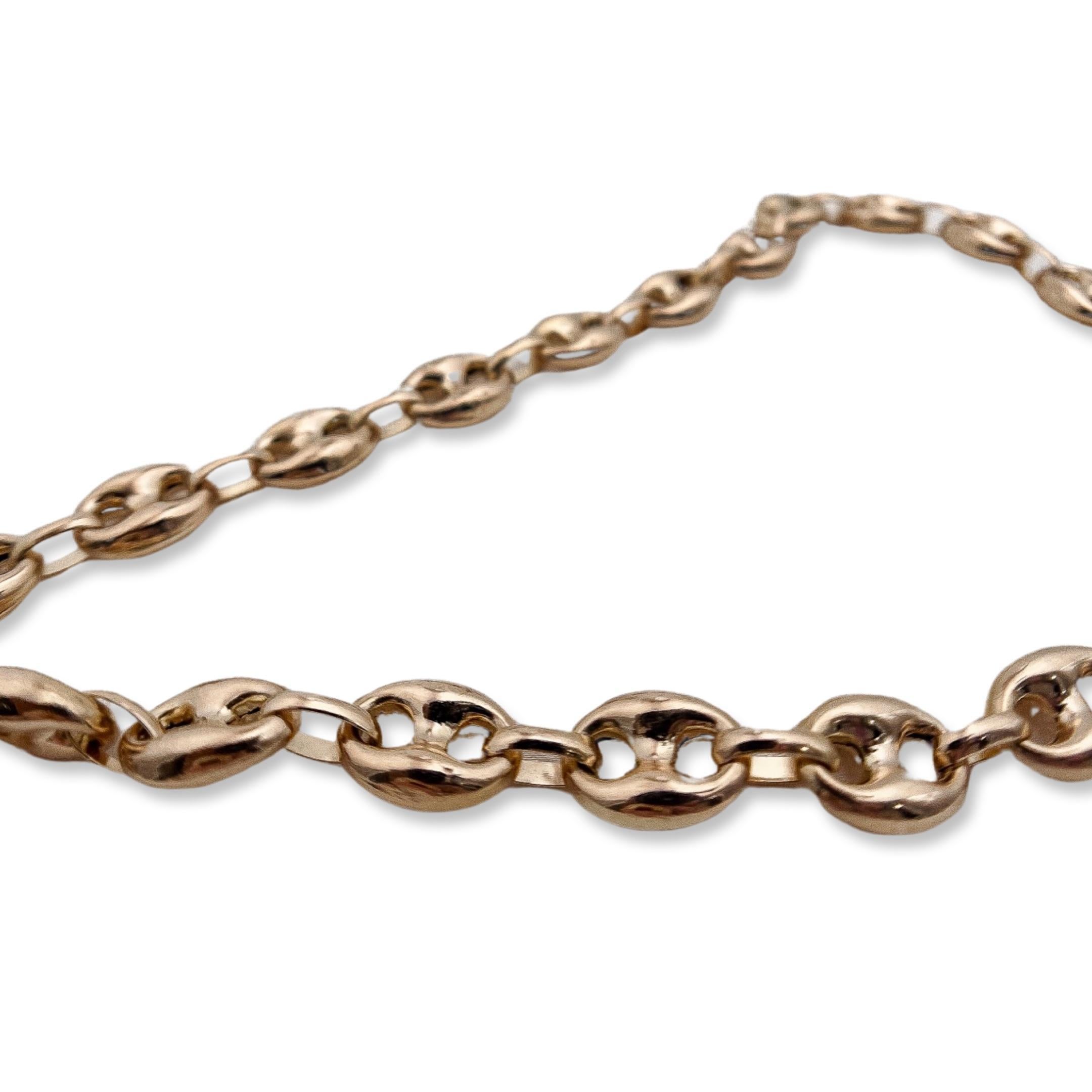 Vintage 14k Puff Link Necklace In Excellent Condition In Montgomery, AL
