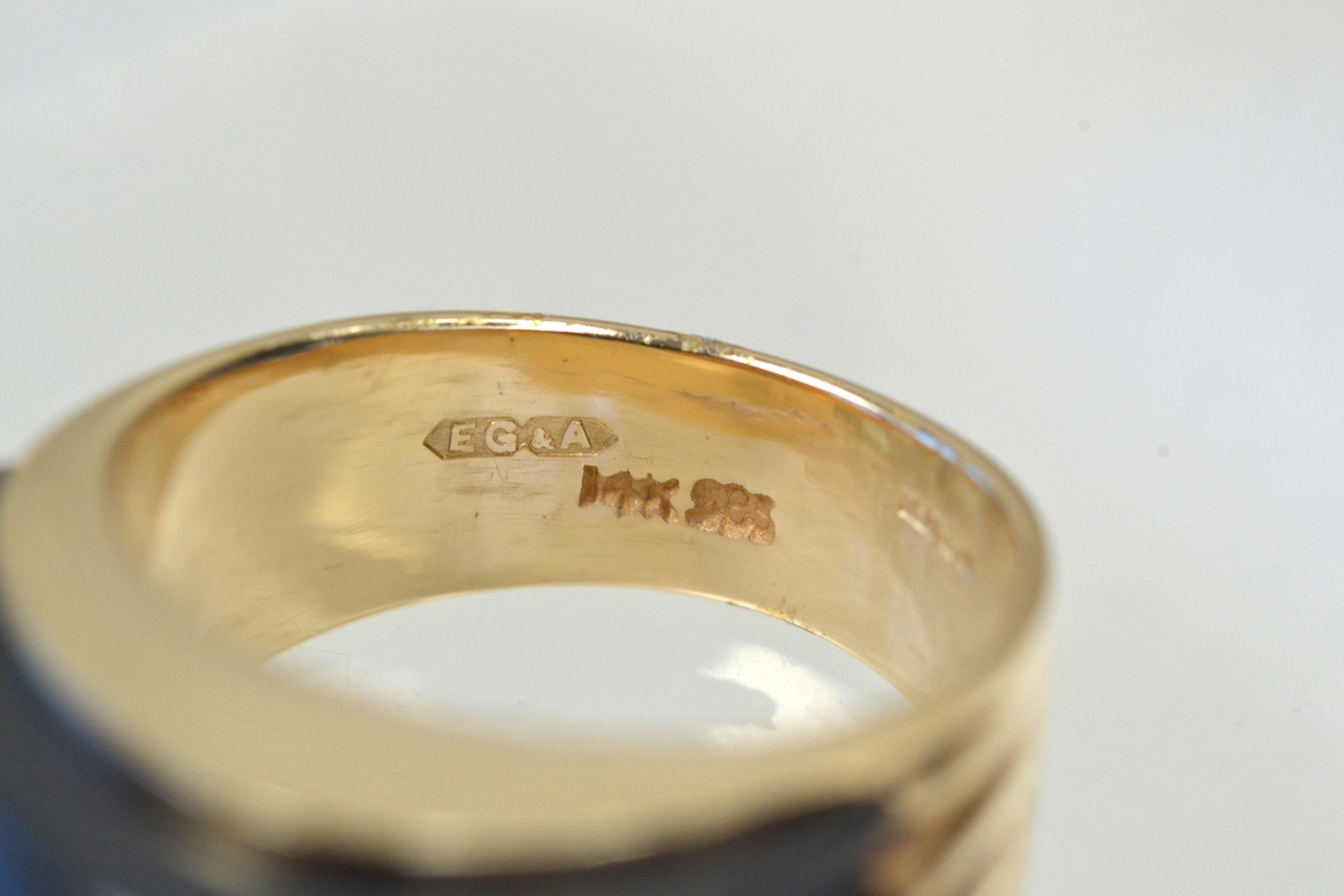 Vintage 14k geriffelter Onyx Ring mit Diamanten Einzigartig für Damen oder Herren im Angebot