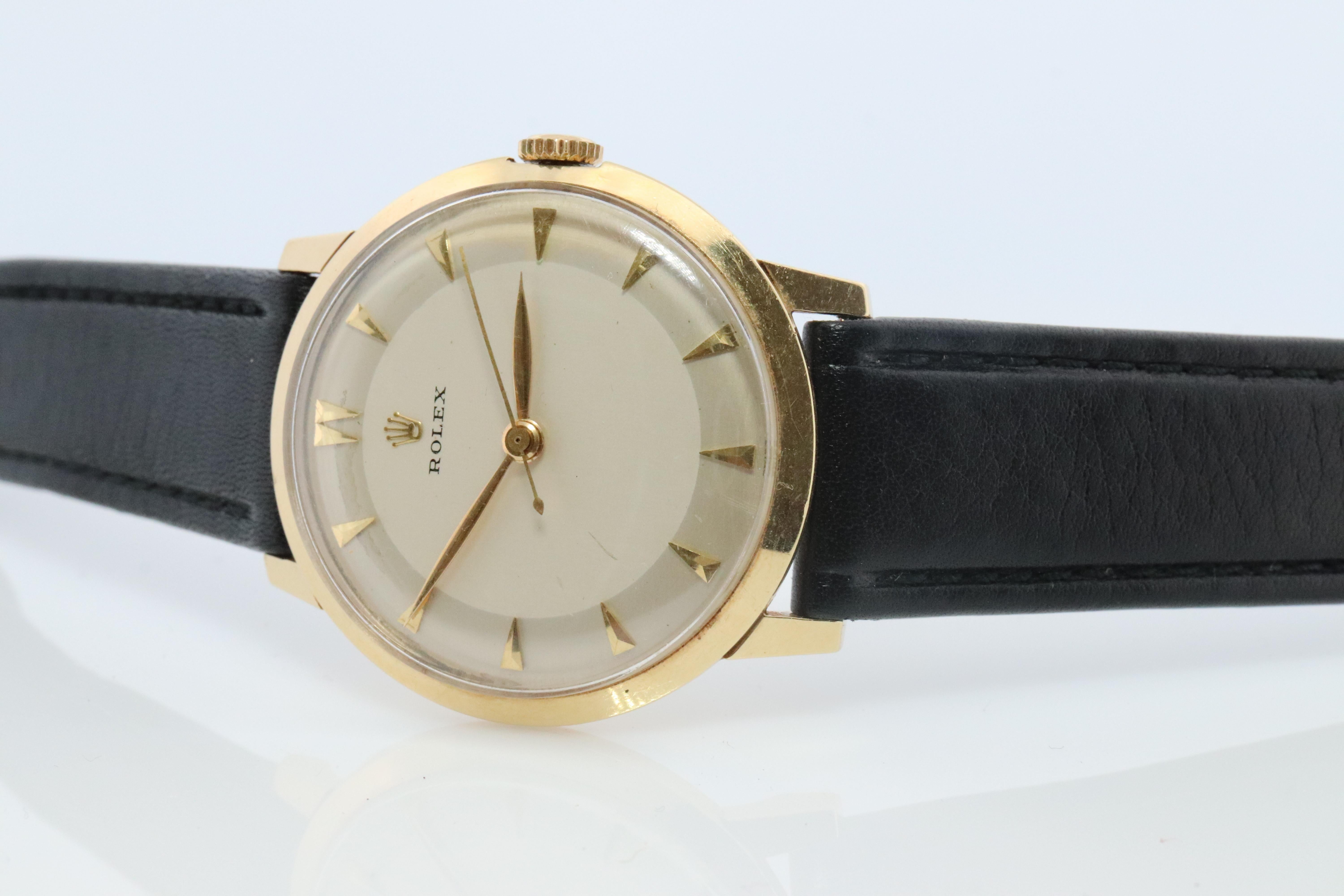 Reloj ROLEX vintage de 14 quilates. Reloj de vestir Rolex 14k YG años 50. en Bueno estado para la venta en Port Charlotte, FL