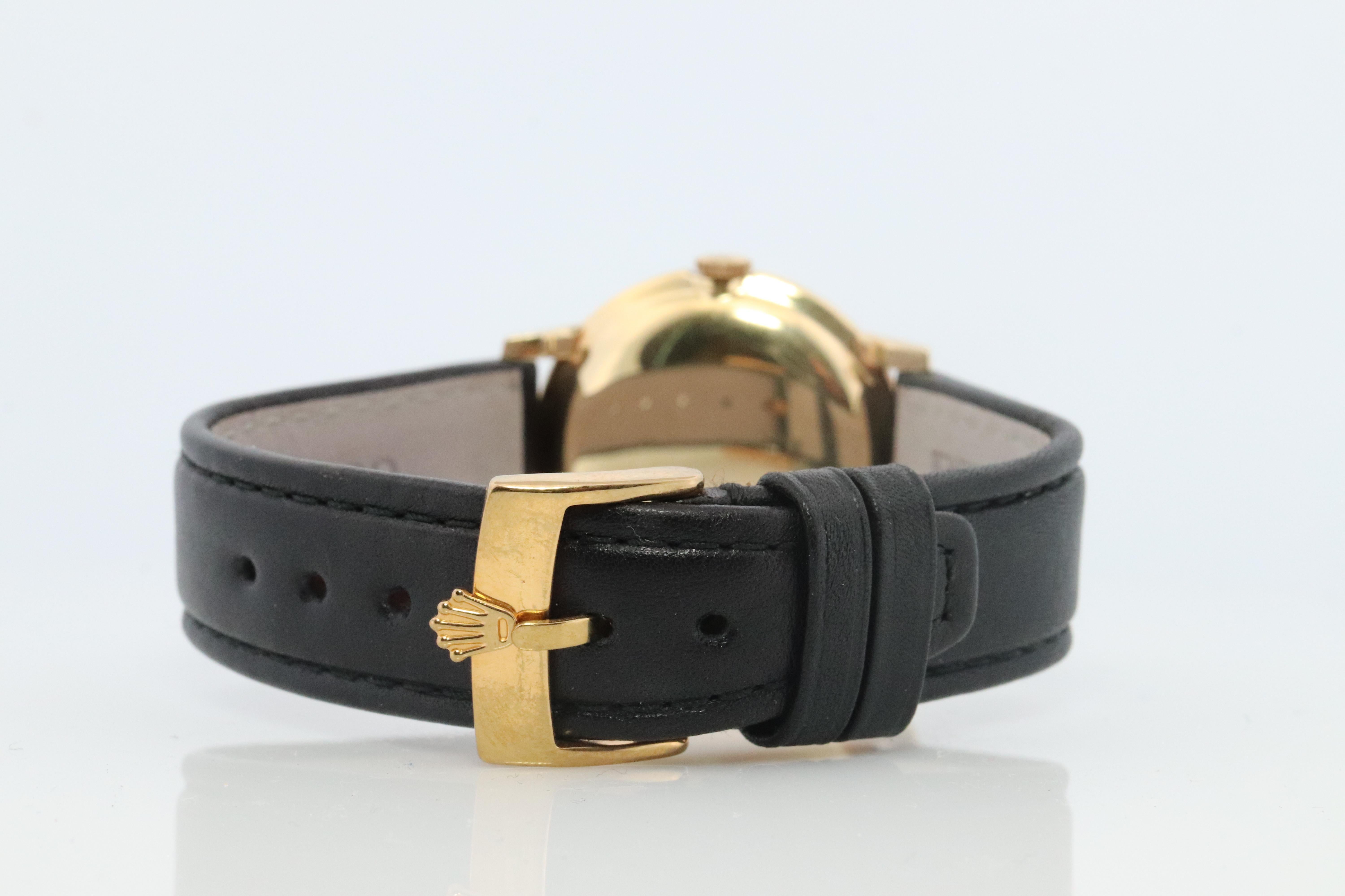 Reloj ROLEX vintage de 14 quilates. Reloj de vestir Rolex 14k YG años 50. en venta 3