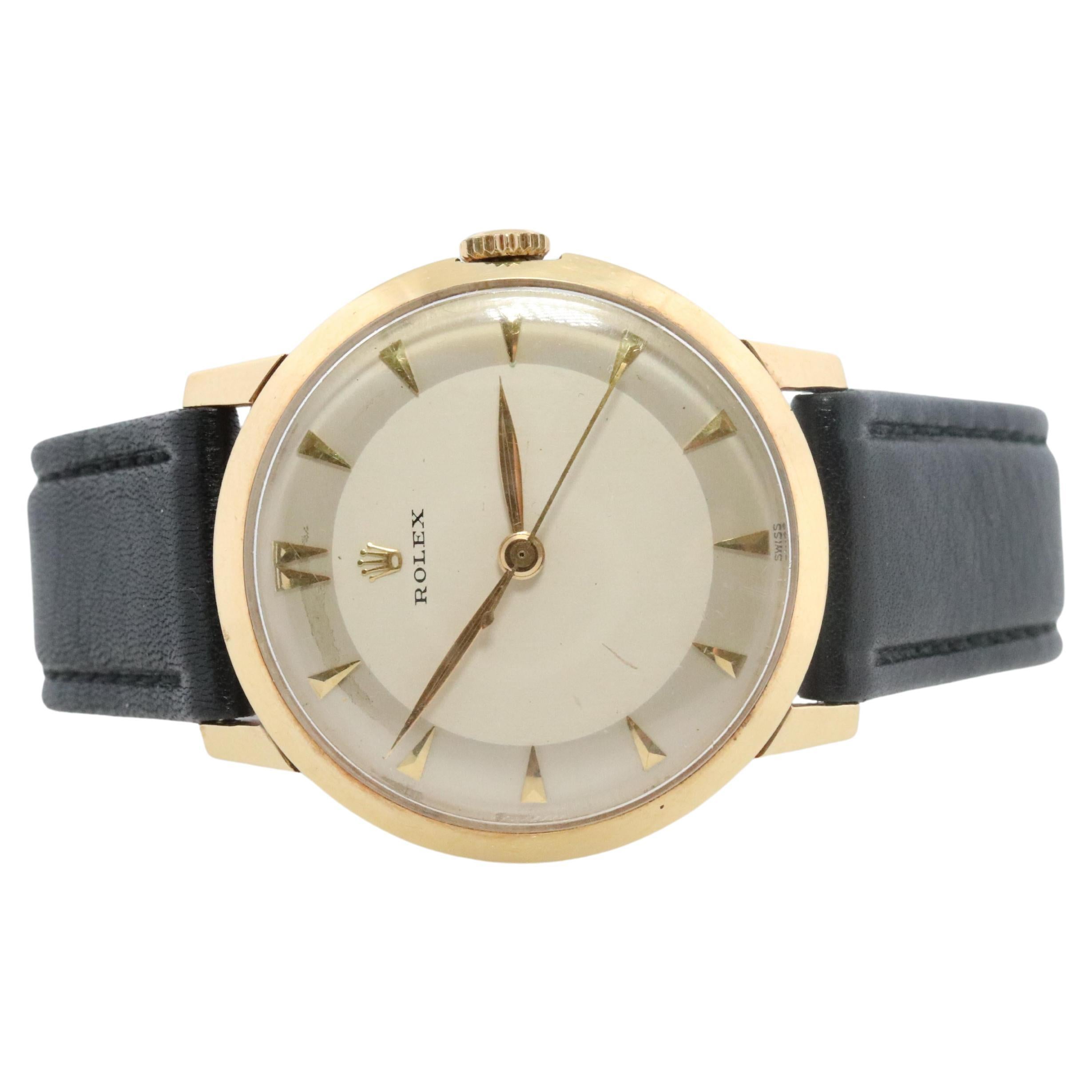 Reloj ROLEX vintage de 14 quilates. Reloj de vestir Rolex 14k YG años 50.