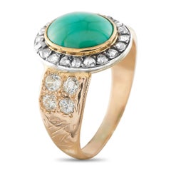 Vintage 14K Rose Gold 0.84ct Diamond and Turquoise Ring MF06-020226