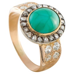 Vintage 14K Rose Gold 0.84ct Diamond and Turquoise Ring MF06-020226