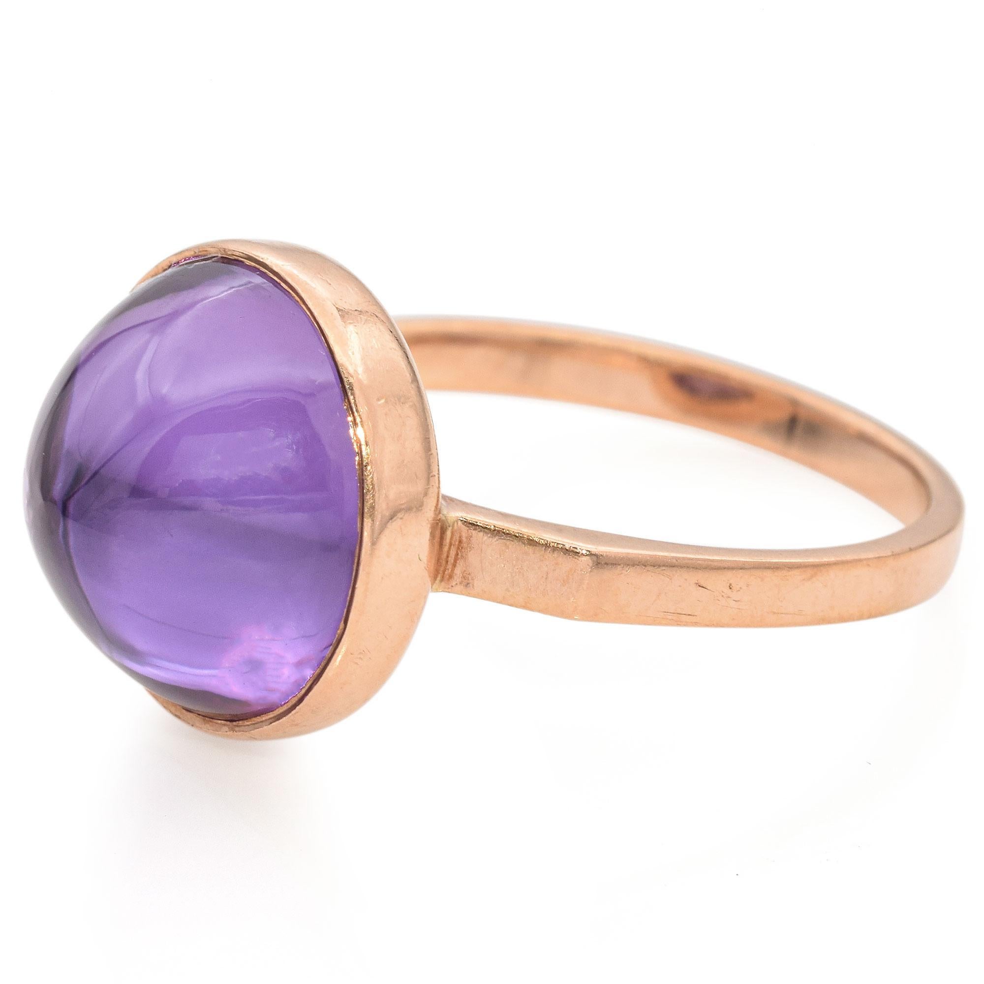 Vintage 14K Rose Gold 10.37 Ct. Purple Sapphire Bullet Cabochon Ring In Good Condition In New York, NY