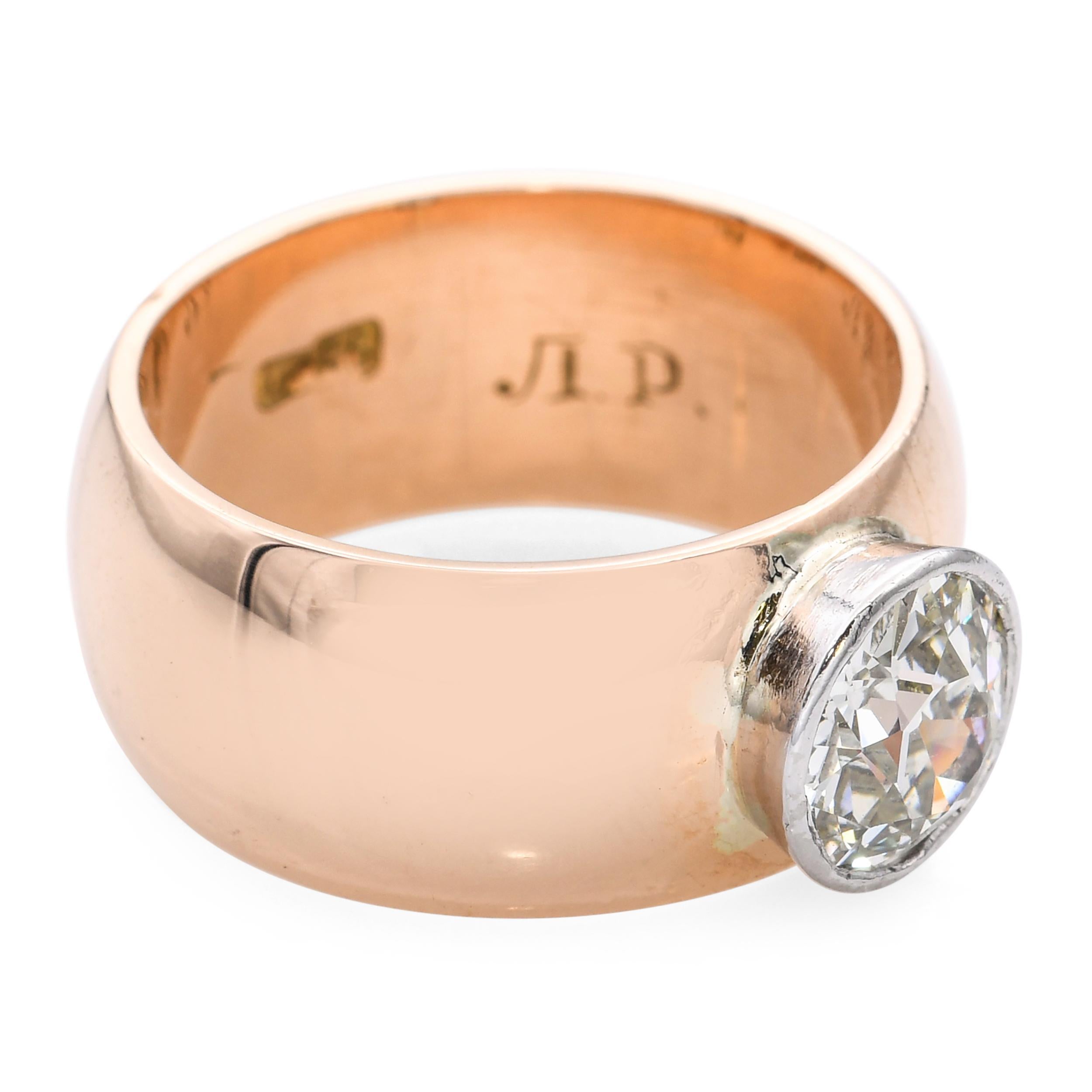 Vintage 14k Rose Gold 1,25ct Si1 J Diamant Ring im Angebot 1