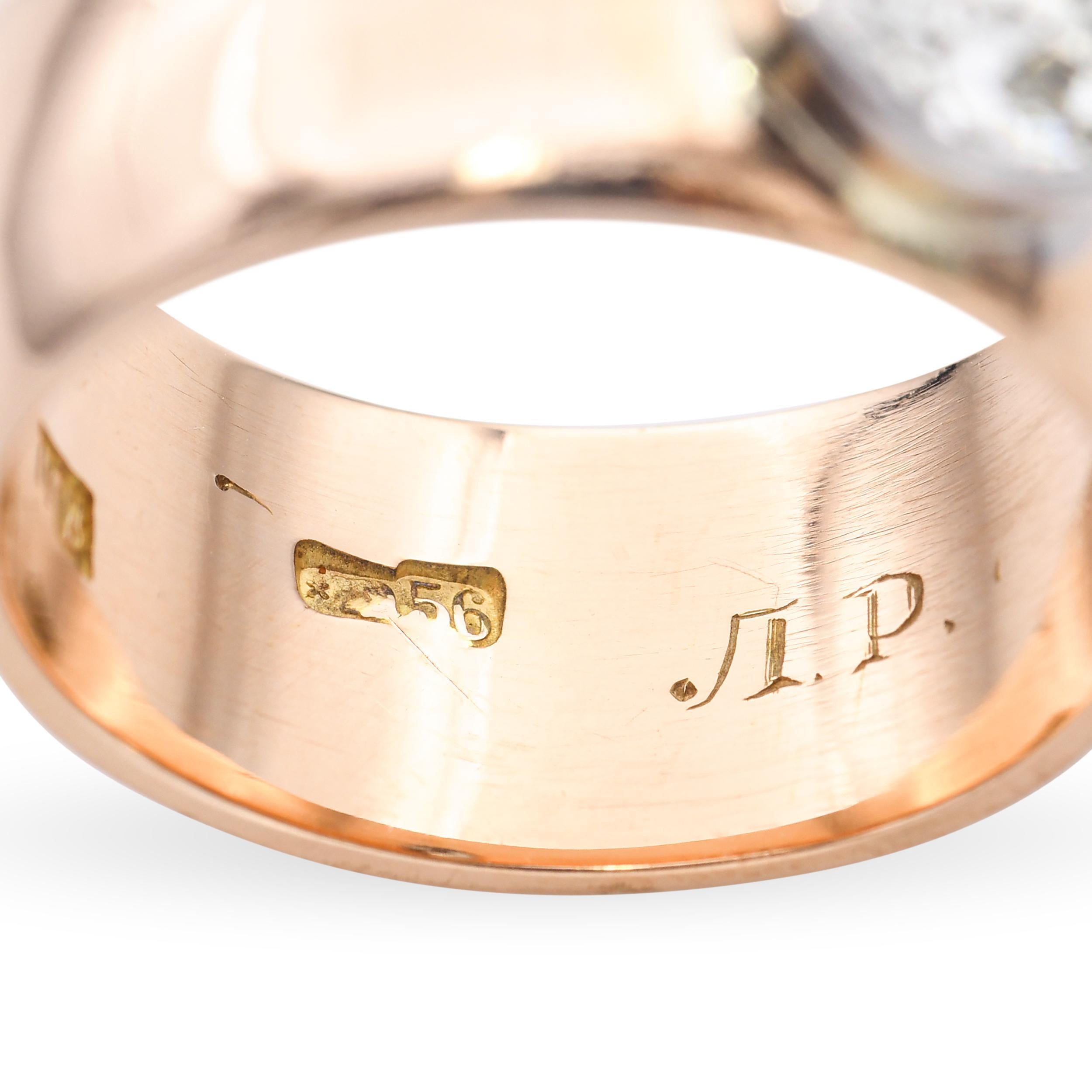 Vintage 14k Rose Gold 1,25ct Si1 J Diamant Ring im Angebot 2