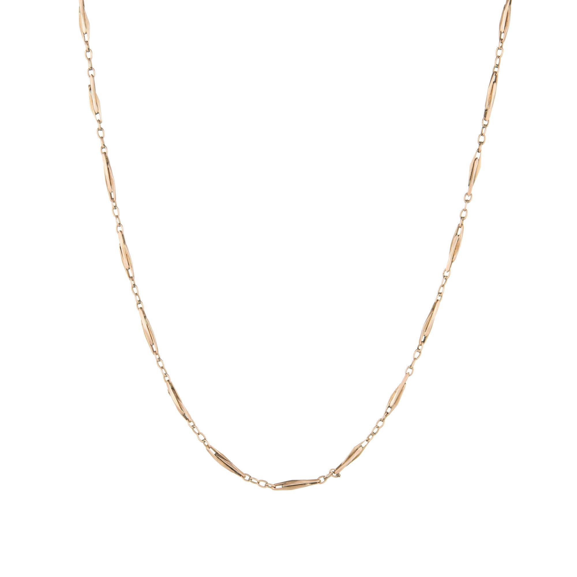 Vintage 14 Karat Rose Gold Chain Necklace Interlocking Links Fine Jewelry In Excellent Condition In Torrance, CA