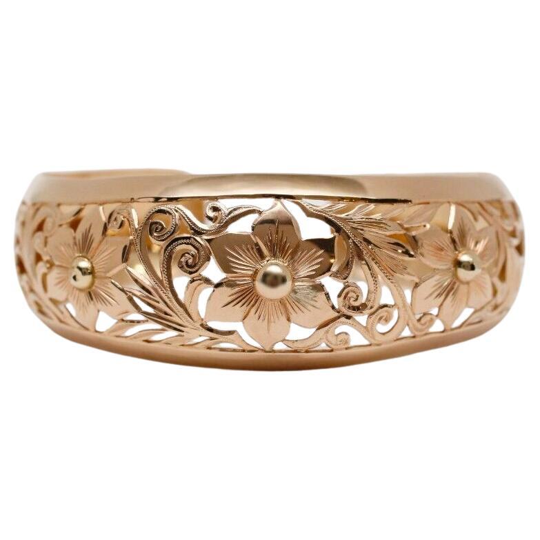 Vintage 14k Rose Gold Cuff Bracelet, 6.75 inches - 22.8g
