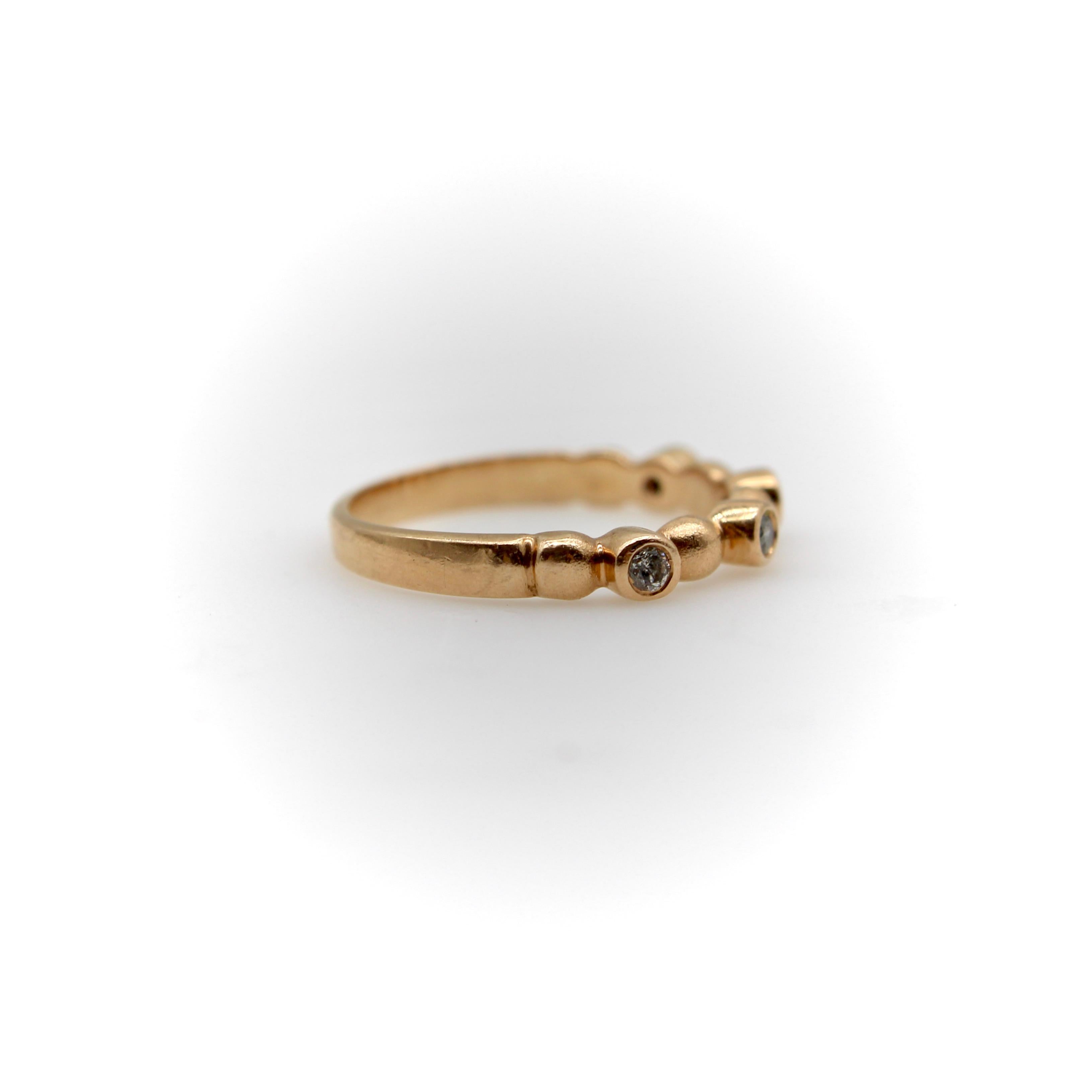 Modern Vintage 14K Rose Gold Diamond Bubble Ring For Sale