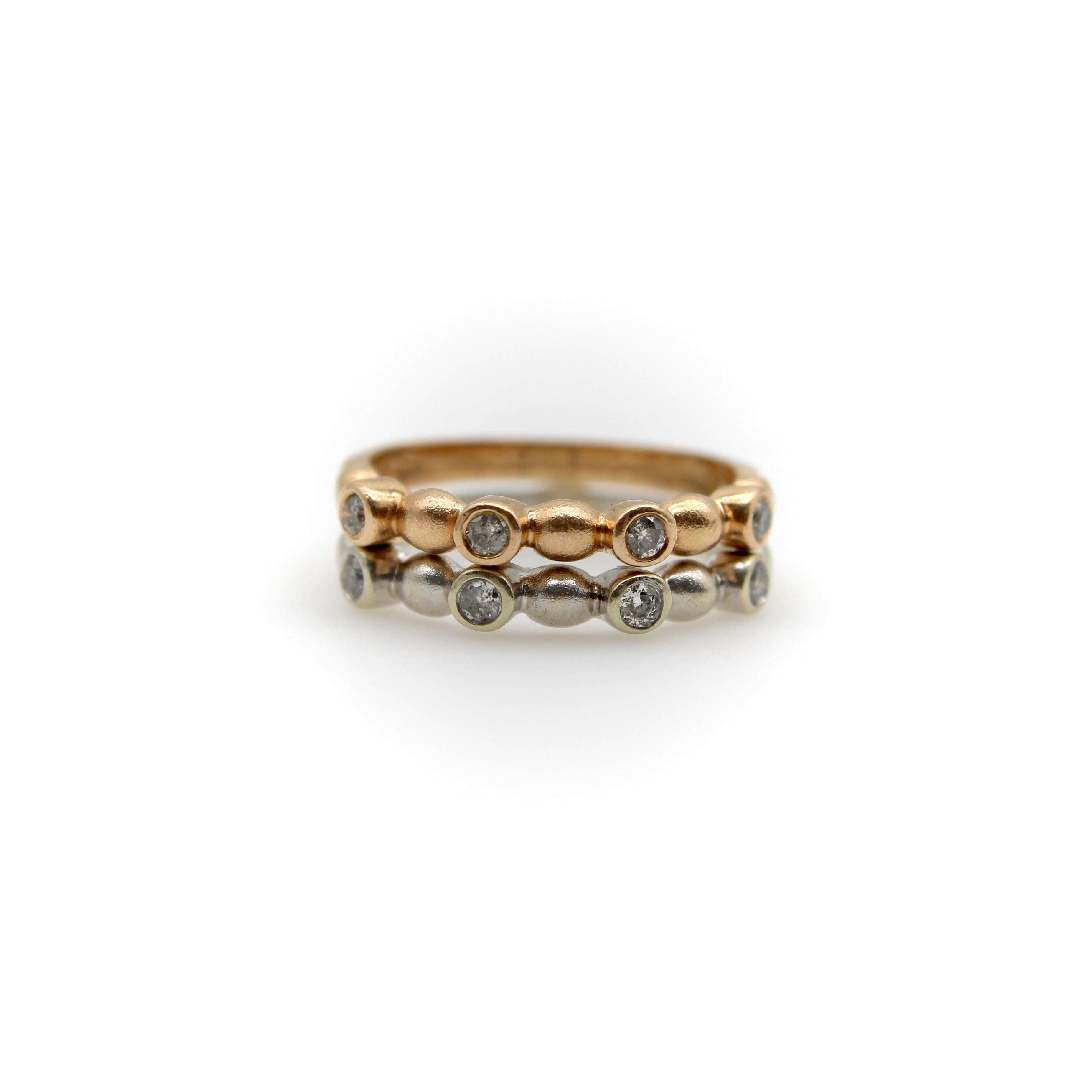 Women's or Men's Vintage 14K Rose Gold Diamond Bubble Ring For Sale