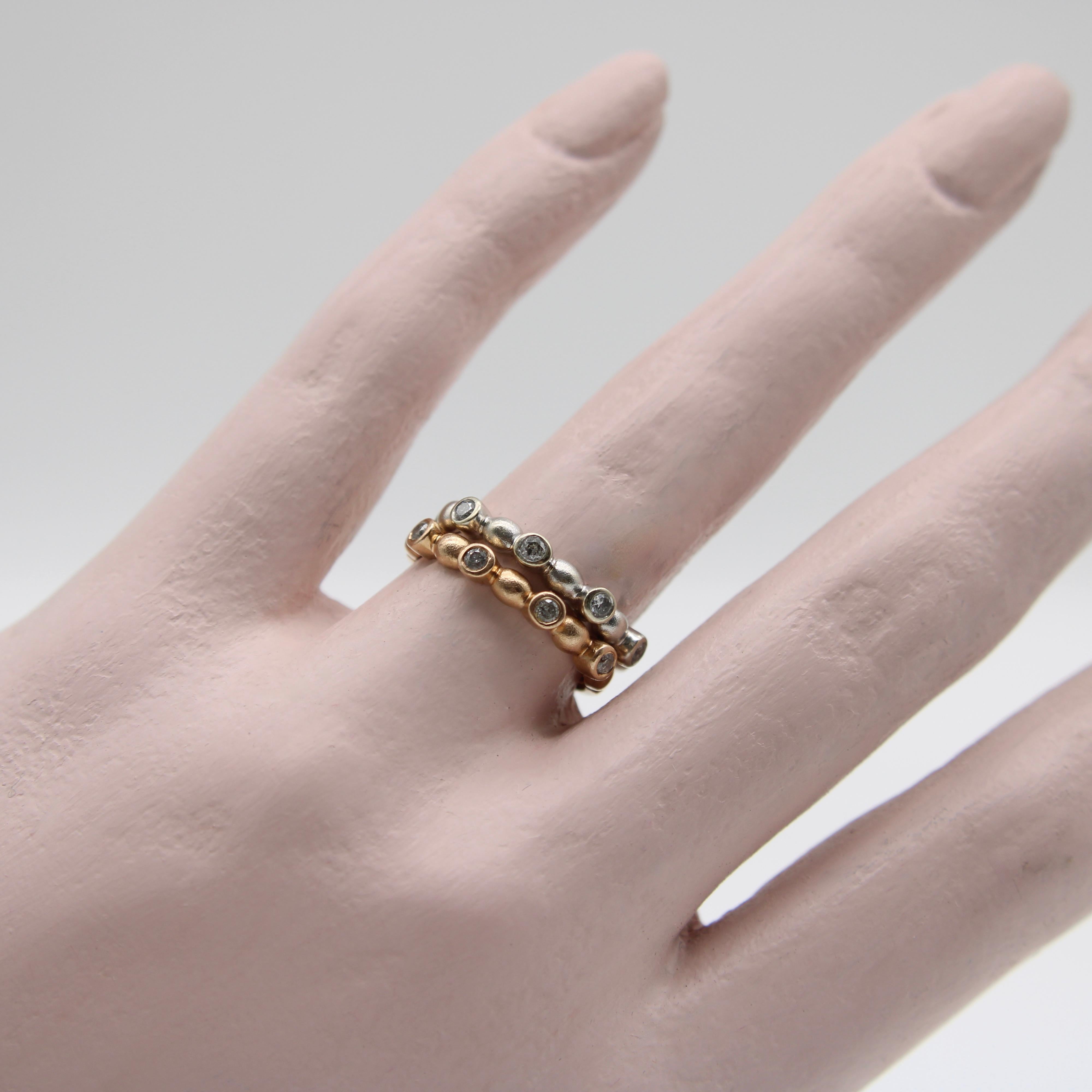 Vintage 14K Rose Gold Diamond Bubble Ring For Sale 2