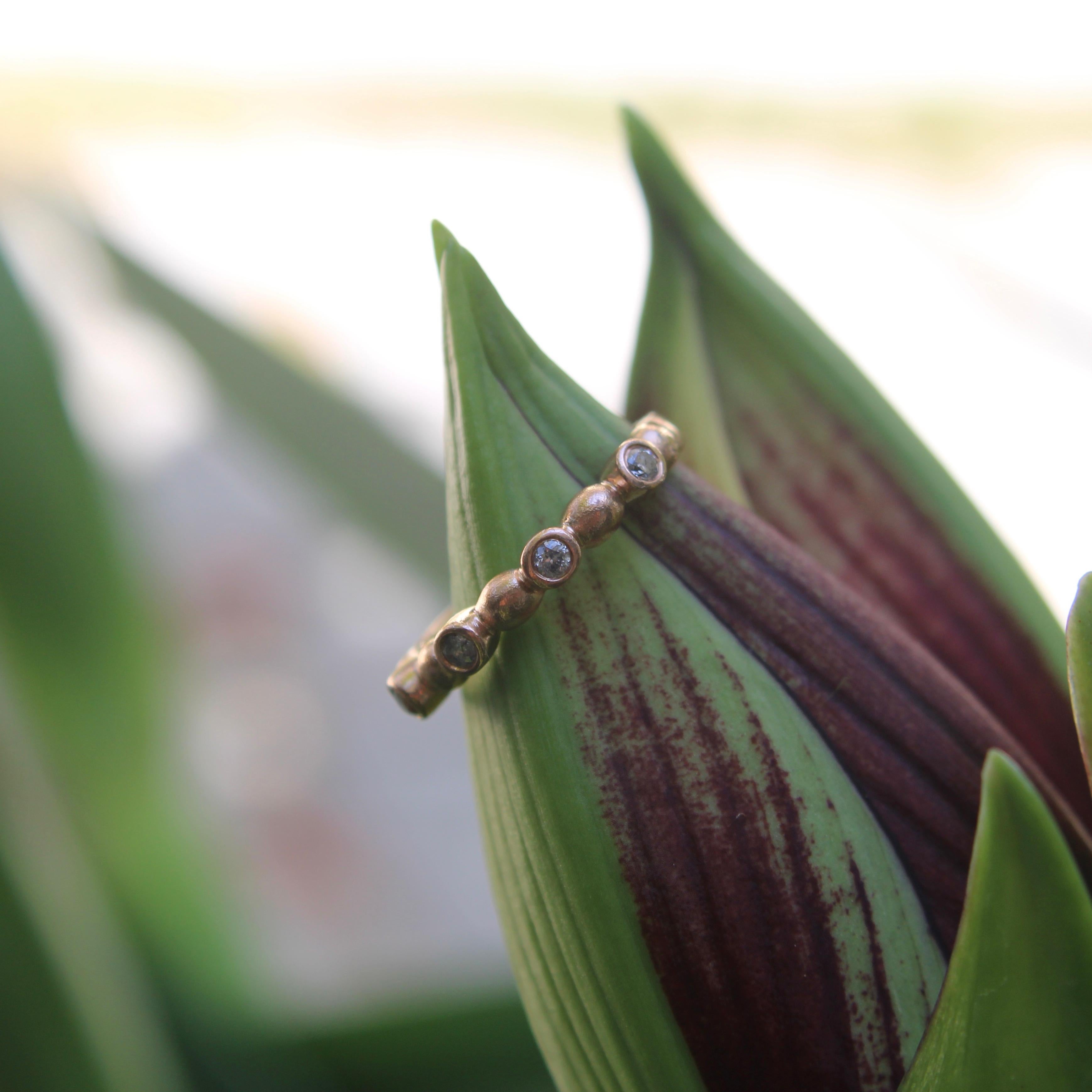 Vintage 14K Rose Gold Diamond Bubble Ring For Sale 3