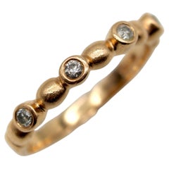 Anello a bolla con diamante in oro rosa 14K vintage