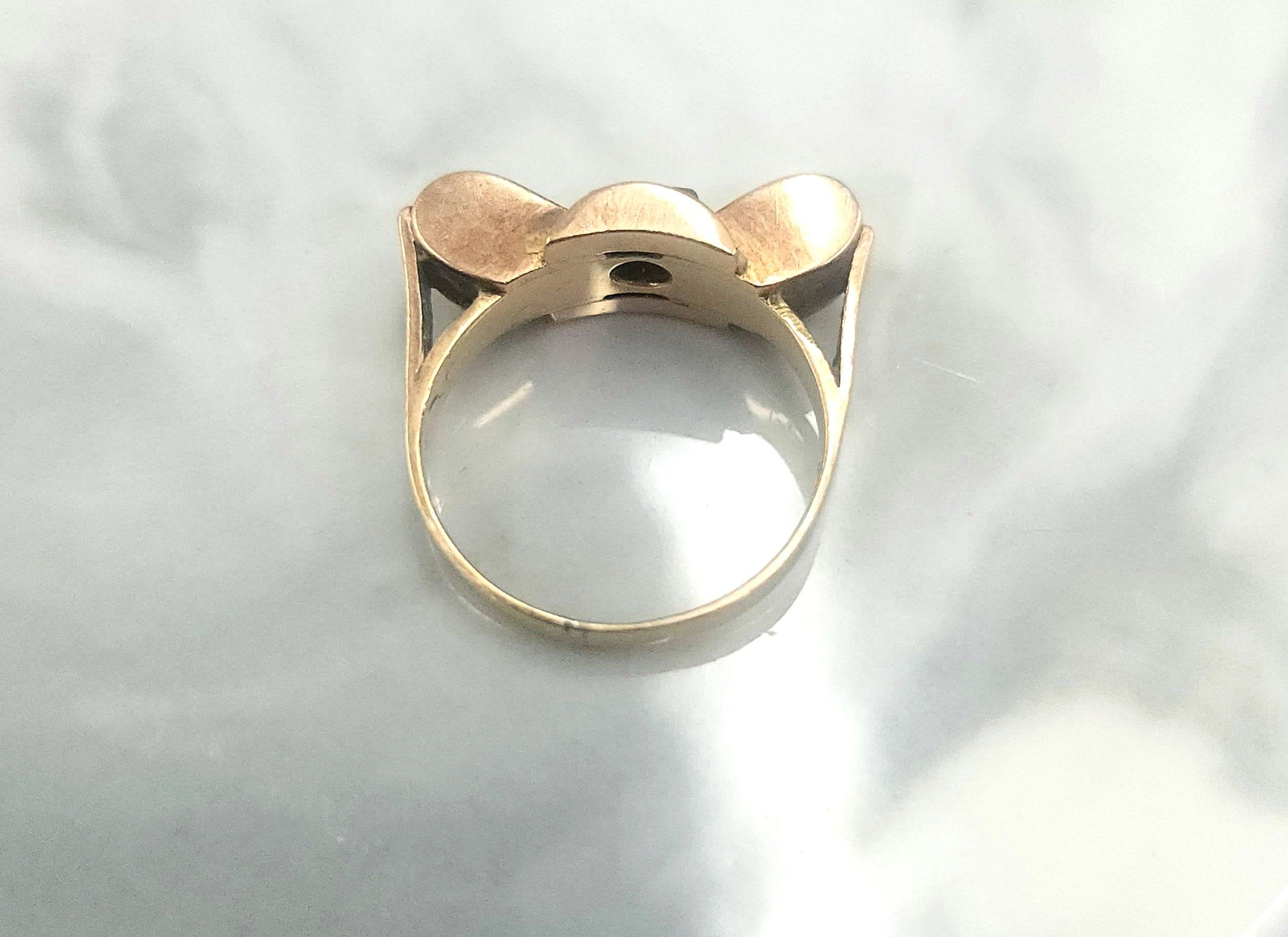 Donna Anello retrò con diamante in oro rosa 14 carati vintage in vendita