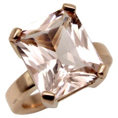 Vintage 14K Rose Gold Smaragdschliff Morganit Ring