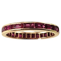 Vintage 14K Rose Gold Lab Created Ruby Eternity Band Ring Size 8.25 #15357