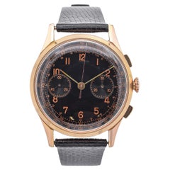 Landeron L48 Montre chronographe vintage pour hommes en or rose 14 carats