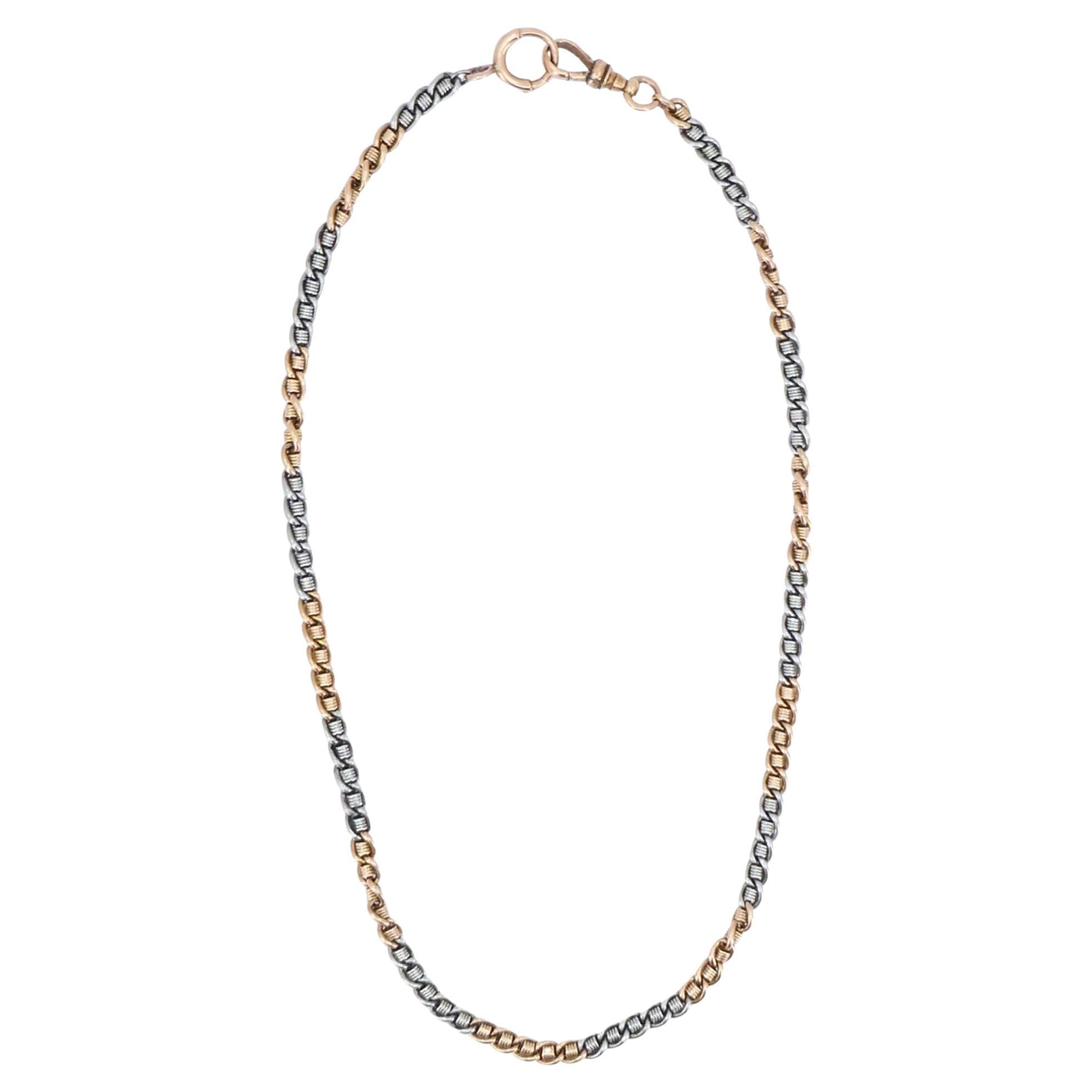 Vintage 14k Rose Gold Platinum Watch Chain Necklace