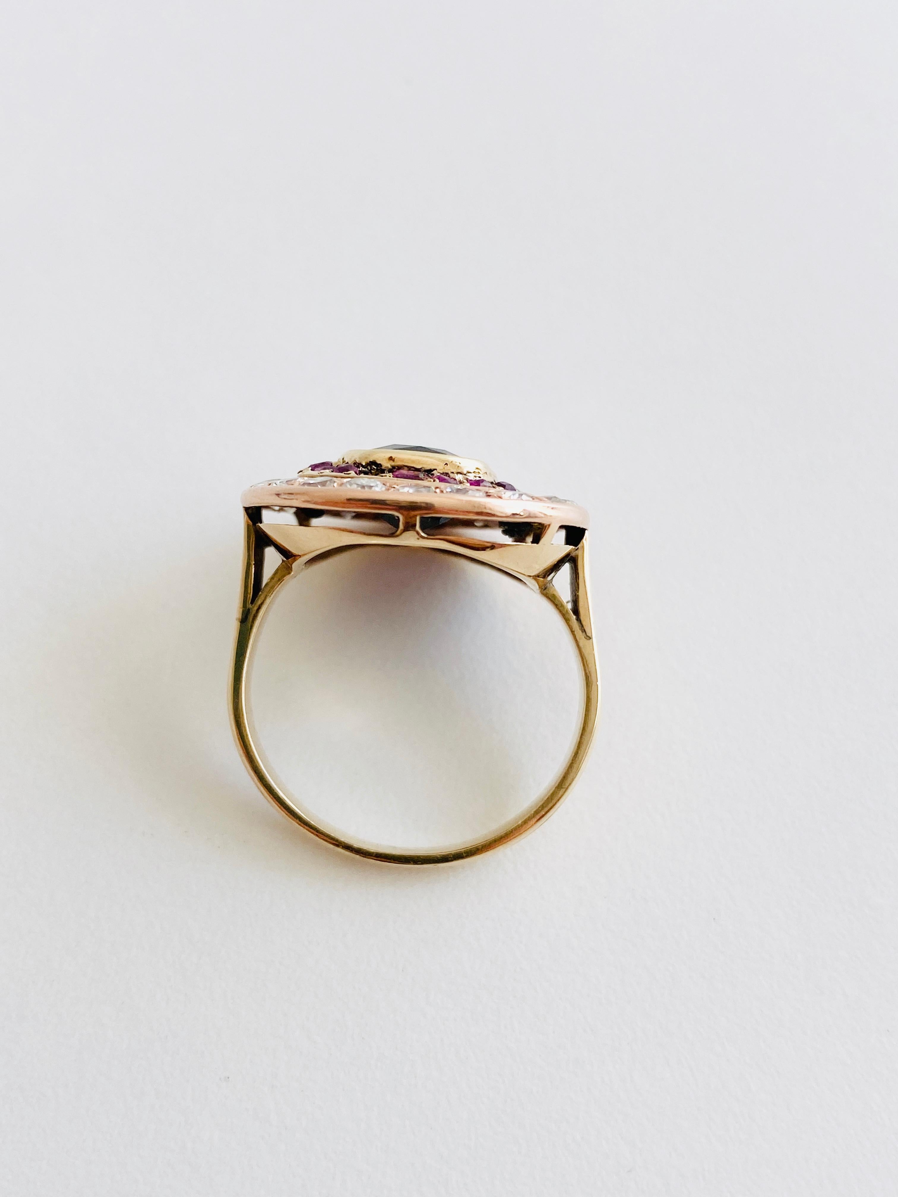 Vintage 14k Rose Gold Ruby Sapphire Diamond Ring 1