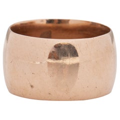 Vintage 14K Rose Gold Smooth Finish Stackable Wide Statement Band