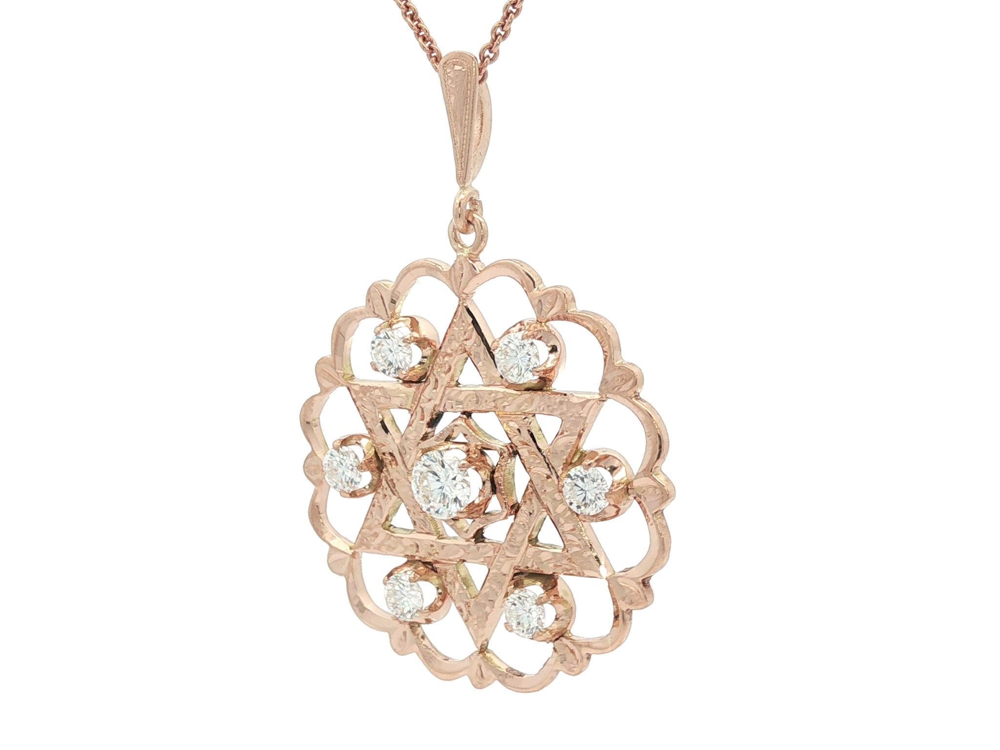 Ciondolo a medaglione in oro giallo rosato 14k con diamante da 1,53 carati A. David in vendita 2